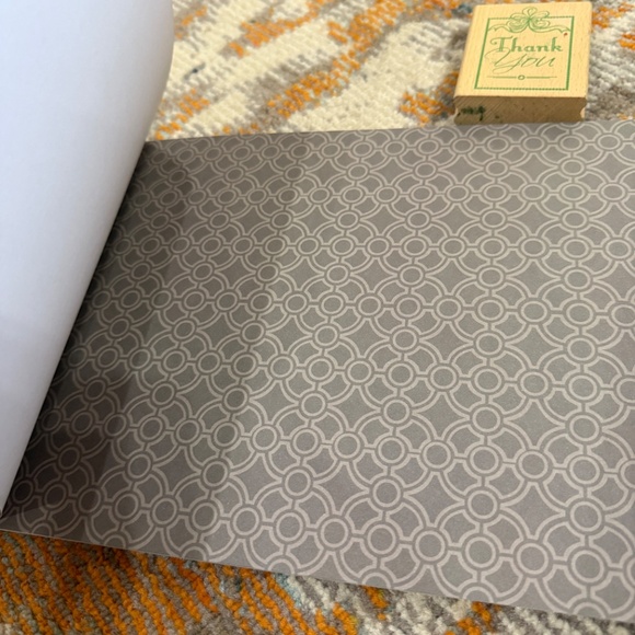 Lot of 2 scrapbook supplies neutral card stock paper & wood thank you stamp - Picture 8 of 15